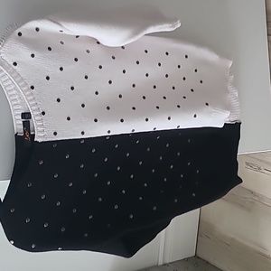 Dex knit top 3/4 length sleeve black & white (off white) with metal bling